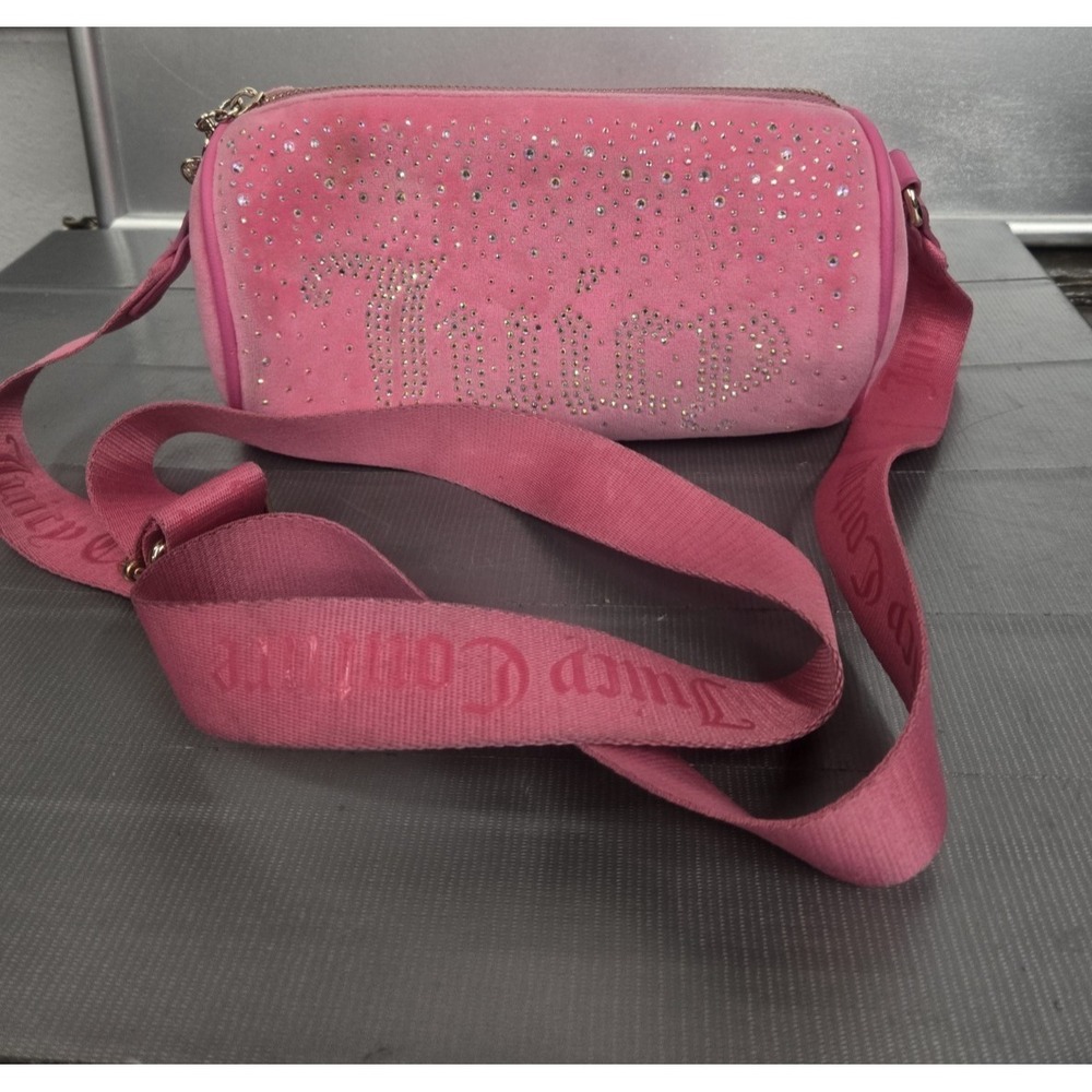 Juicy Couture Let It Shine Roll Bag Bright Pink Rhinestone Barrel Crossbody